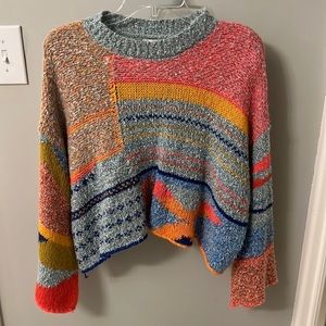 Multicolor cropped sweater with flare sleeves from Sincerely Jules